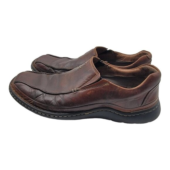 CLARKS SLIP-ON BROWN LEATHER MENS 9.5M SHOES 78194 main image 4